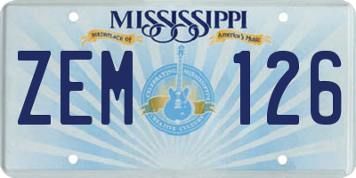 MS license plate ZEM126