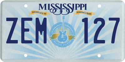 MS license plate ZEM127
