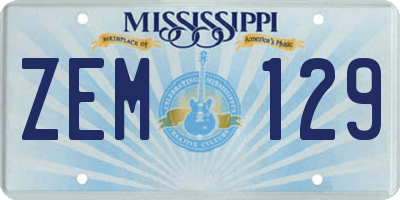 MS license plate ZEM129