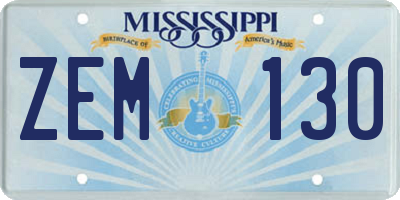 MS license plate ZEM130