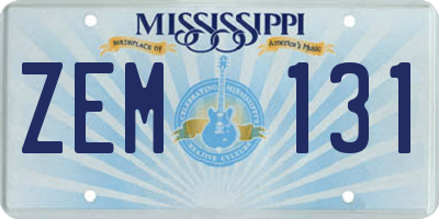 MS license plate ZEM131