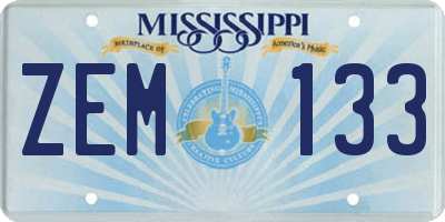 MS license plate ZEM133