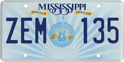 MS license plate ZEM135