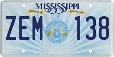 MS license plate ZEM138