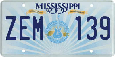 MS license plate ZEM139