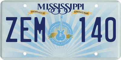 MS license plate ZEM140