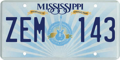 MS license plate ZEM143