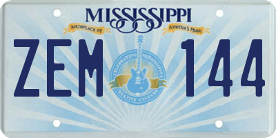 MS license plate ZEM144