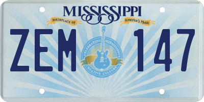 MS license plate ZEM147