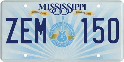 MS license plate ZEM150