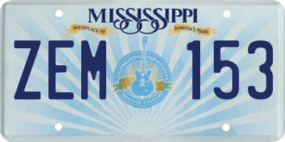 MS license plate ZEM153