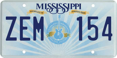 MS license plate ZEM154