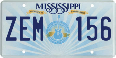 MS license plate ZEM156