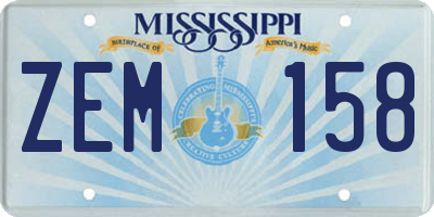 MS license plate ZEM158