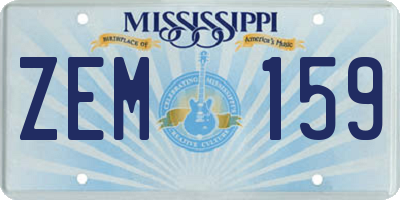 MS license plate ZEM159