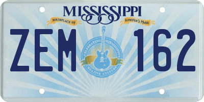 MS license plate ZEM162