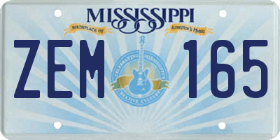 MS license plate ZEM165