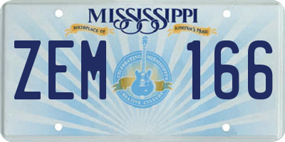 MS license plate ZEM166