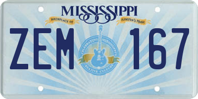 MS license plate ZEM167