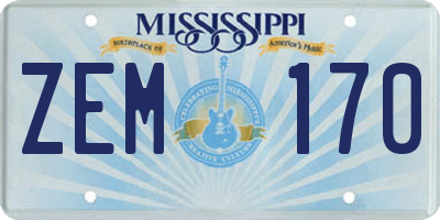 MS license plate ZEM170