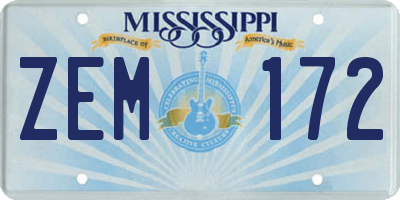 MS license plate ZEM172