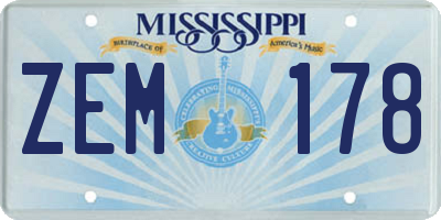 MS license plate ZEM178