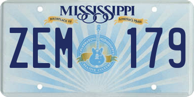 MS license plate ZEM179