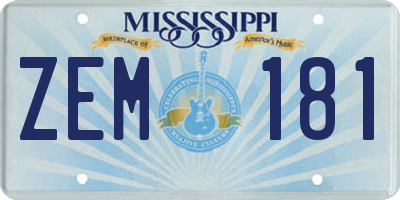 MS license plate ZEM181