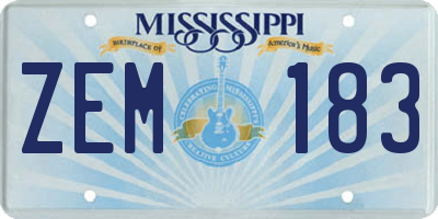 MS license plate ZEM183