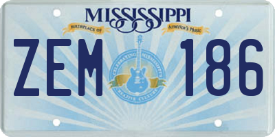 MS license plate ZEM186