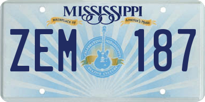 MS license plate ZEM187