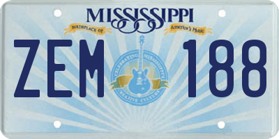 MS license plate ZEM188