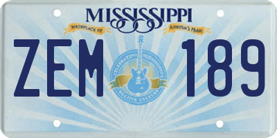 MS license plate ZEM189