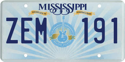 MS license plate ZEM191