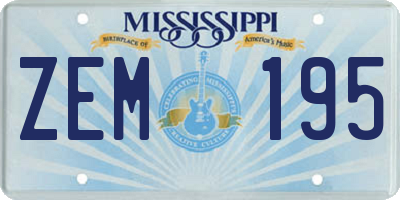 MS license plate ZEM195