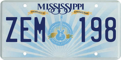 MS license plate ZEM198