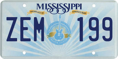 MS license plate ZEM199