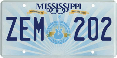 MS license plate ZEM202