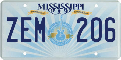 MS license plate ZEM206