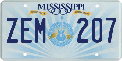 MS license plate ZEM207