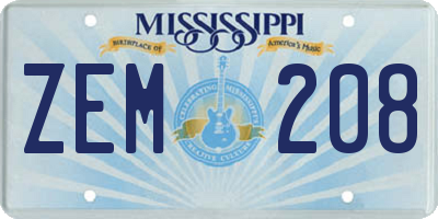 MS license plate ZEM208