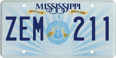 MS license plate ZEM211