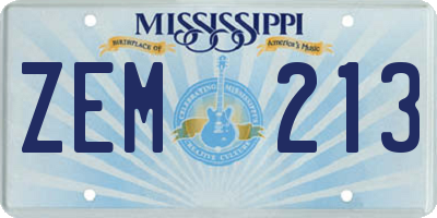 MS license plate ZEM213