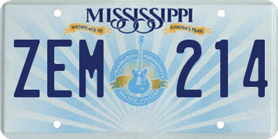 MS license plate ZEM214