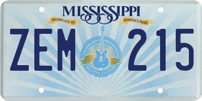 MS license plate ZEM215