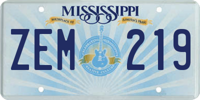 MS license plate ZEM219