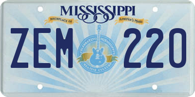 MS license plate ZEM220