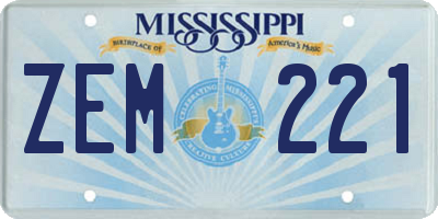 MS license plate ZEM221
