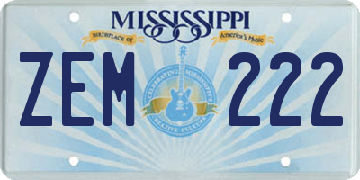 MS license plate ZEM222