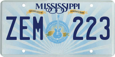 MS license plate ZEM223